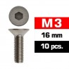 Tornillo avellanado 3x16 mm x10 uds.