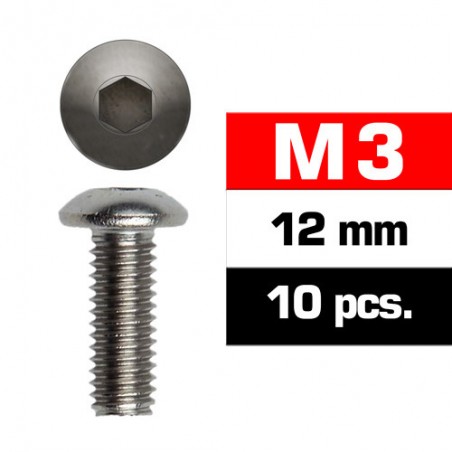 Tornillo boton 3x12 mm x10 uds.