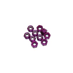 Tuerca autoblocante M3 3mm Aluminio Morada x10 uds.