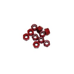 3 mm Aluminum Nylon nut Red x10 pcs