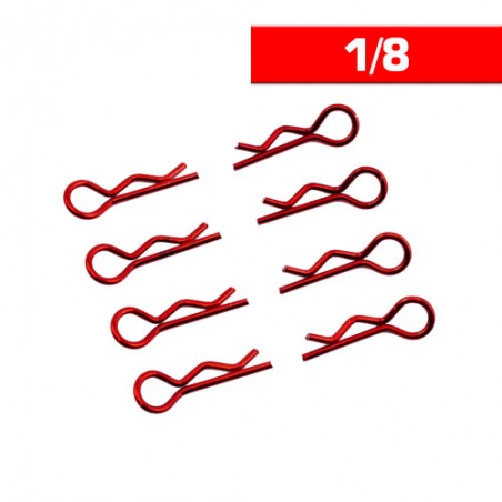 Clips de carroceria 1/8 Rojos x8 uds.
