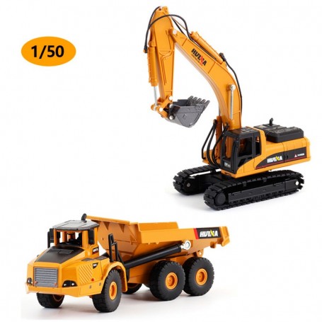 Excavator and Dump Truck 1/50 Static Models Huina 1611